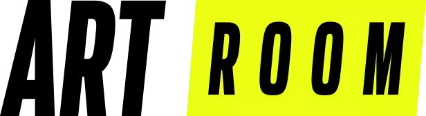 The words ART ROOM in black text, with ART on a green background and ROOM on a yellow background.