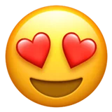 Emoji with heart-shaped eyes and a smiling face.