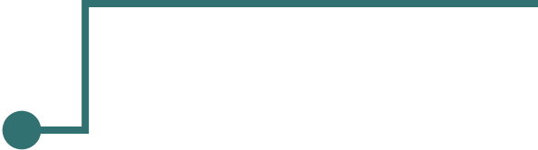 A teal line with a circle at the bottom left corner on a white background.