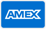 Blue rectangle with white 'AMEX' text logo.