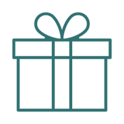 Outline of a gift box with a bow on top.