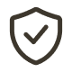 A simple black shield icon with a checkmark in the center.