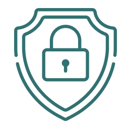 Icon of a padlock on a shield, symbolizing security.