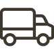 Simple black icon of a delivery truck on a white background.