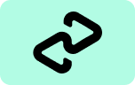 Black link icon on a light green background.