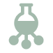 A sage green icon of a chemical flask connected to three smaller nodes.