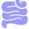 A stylized, light purple icon of intestines on a white background.