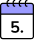 A cartoon icon of a spiral-bound calendar showing the number 5.