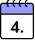 A cartoon icon of a spiral-bound calendar page showing the number four with a period.