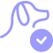 An icon of a dog's head with a checkmark.