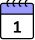 A purple and white cartoon calendar icon showing the number 1.