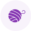 Purple circle with a minimalist bee icon.