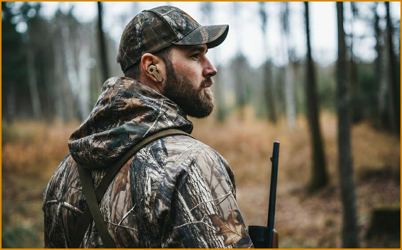 Bearded man in camouflage gear holds a rifle in a wooded area.
