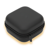 A black travel case featuring a side zipper, designed for convenient storage and transport of personal items.