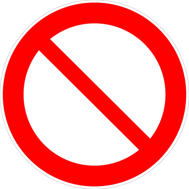 Red prohibition sign on a black background.