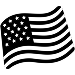 Black and white illustration of the American flag waving.