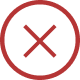 A red 'X' inside of a red circle.