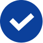 White checkmark in a blue circle.