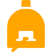 Orange oven icon with a pizza paddle.
