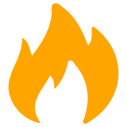 Image of a simple orange flame icon on a white background.