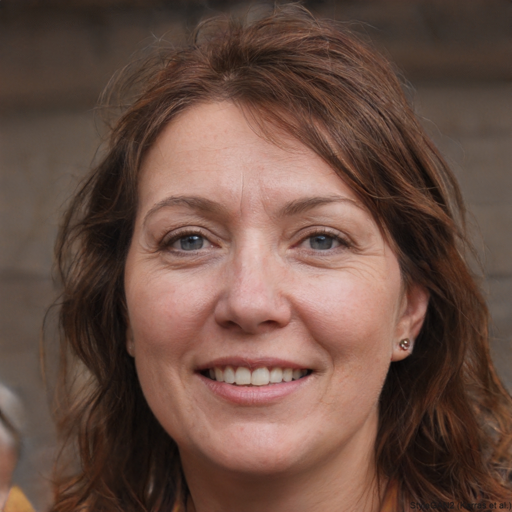 A woman with brown hair smiling at the camera.