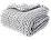 A folded, light gray blanket with a chunky knit texture, shown against a white background.