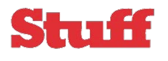 Red text reading 'Stuff' on a white background.