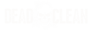 The logo for Dead Clean, featuring a skull surrounded by roses between the words.