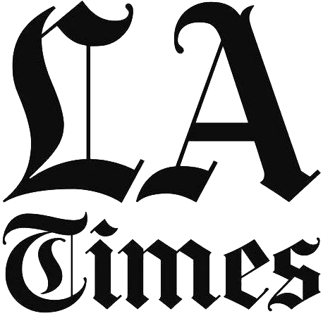 The LA Times logo, featuring the words 'LA Times' in a black, Old English-style font.