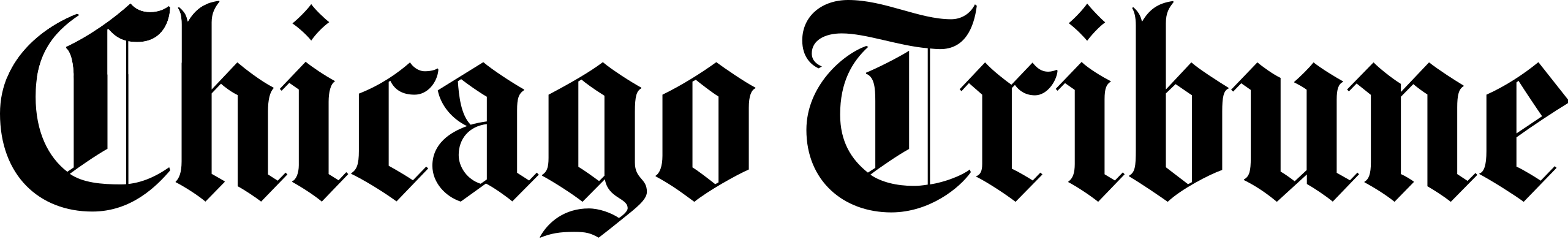 The Chicago Tribune logo in black Old English lettering against a white background.