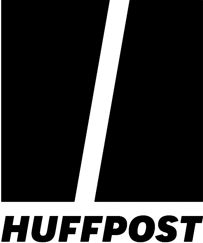 The black and white logo for the news website HuffPost.