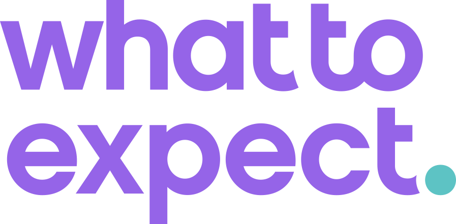 The 'what to expect.' logo in purple lowercase text with a teal period, on a black background.
