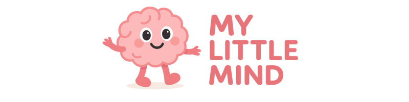 Cartoon brain character next to text 'My Little Mind' in red.