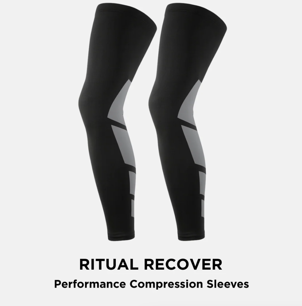Two black and gray compression sleeves labeled 'Ritual Recover'.