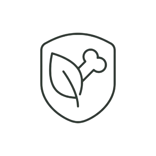 An icon of a shield containing a leaf and a bone.