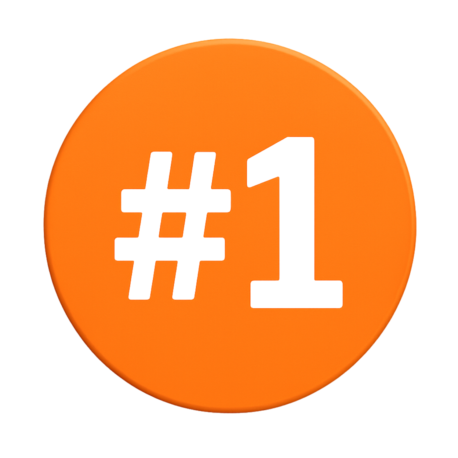 Orange circle with '#1' written in black.