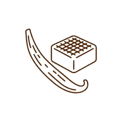 Outline of a cube and curved line resembling a banana.