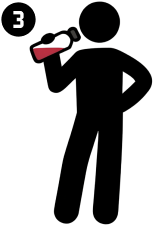 Silhouette of a person holding a red drink bottle.