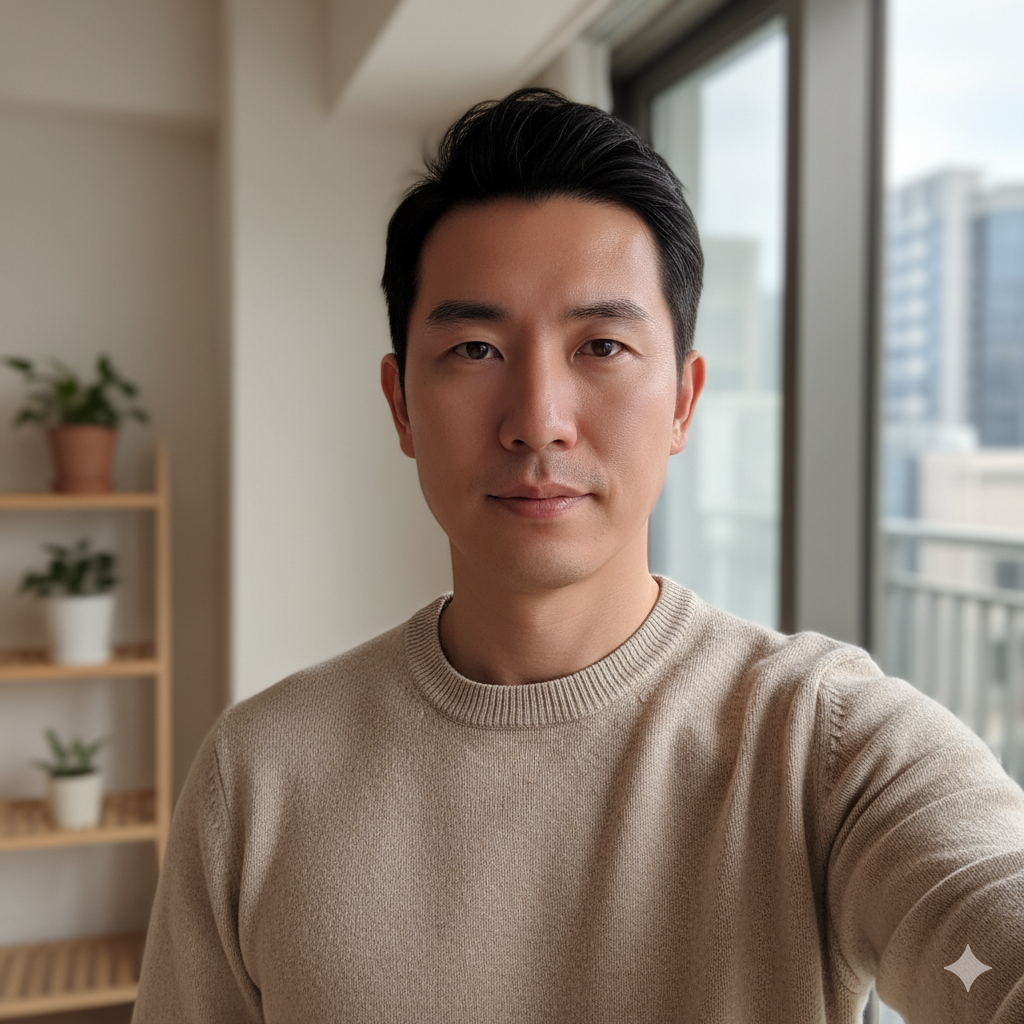 Person indoors near a window with plants visible in the background.
