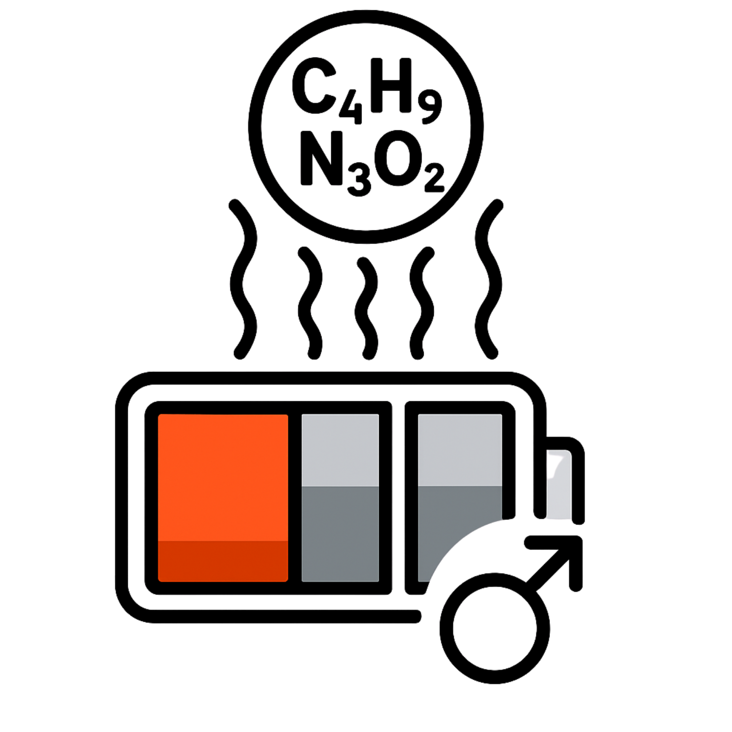 Illustration of a low battery with a red section.