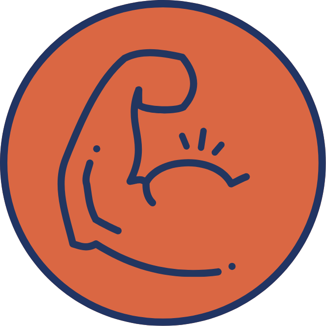 Stylized illustration of a hairstyle silhouette inside a circular orange background.