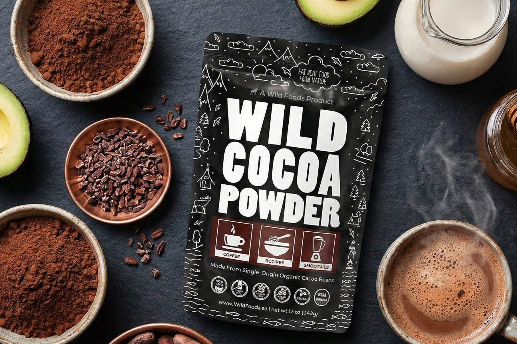 Black jar labeled 'Wild Colostrum' with price $39.99 on yellow background.