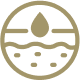 Circular icon with a water droplet above wavy lines.