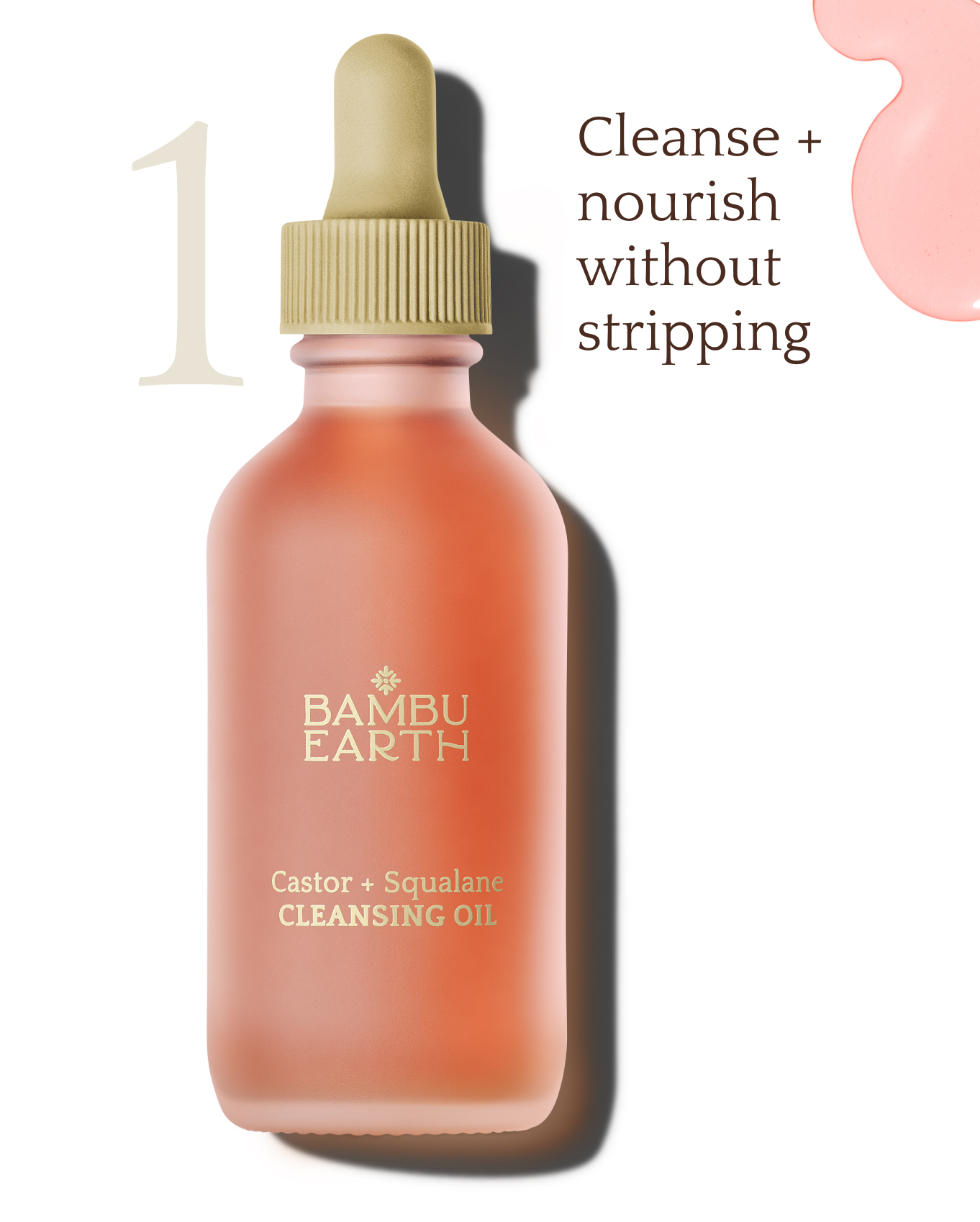 Bottle of cleansing oil with a dropper and brand text.