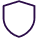 A pixelated dark purple outline of a shield on a black background.