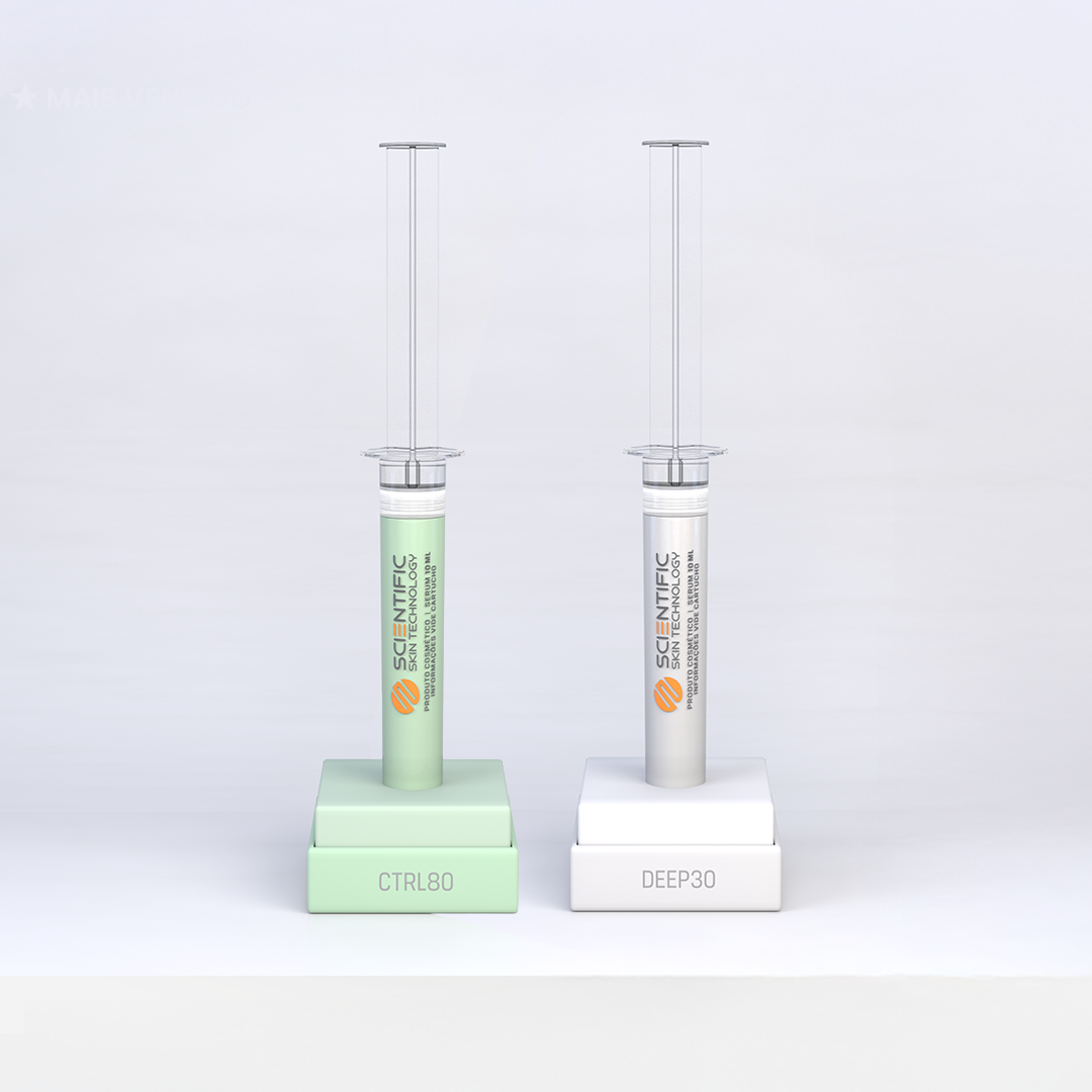 A pink syringe-shaped cosmetic product in a 'LIFT10' branded stand.