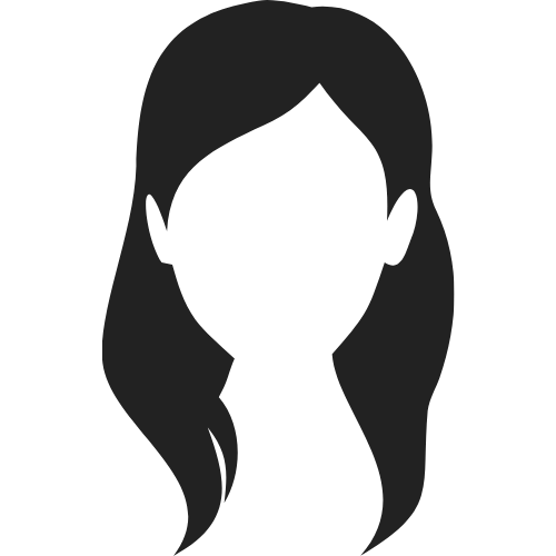 A black and white placeholder icon showing a woman with no facial features.