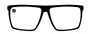 A simple black and white line drawing of a pair of square-framed eyeglasses.