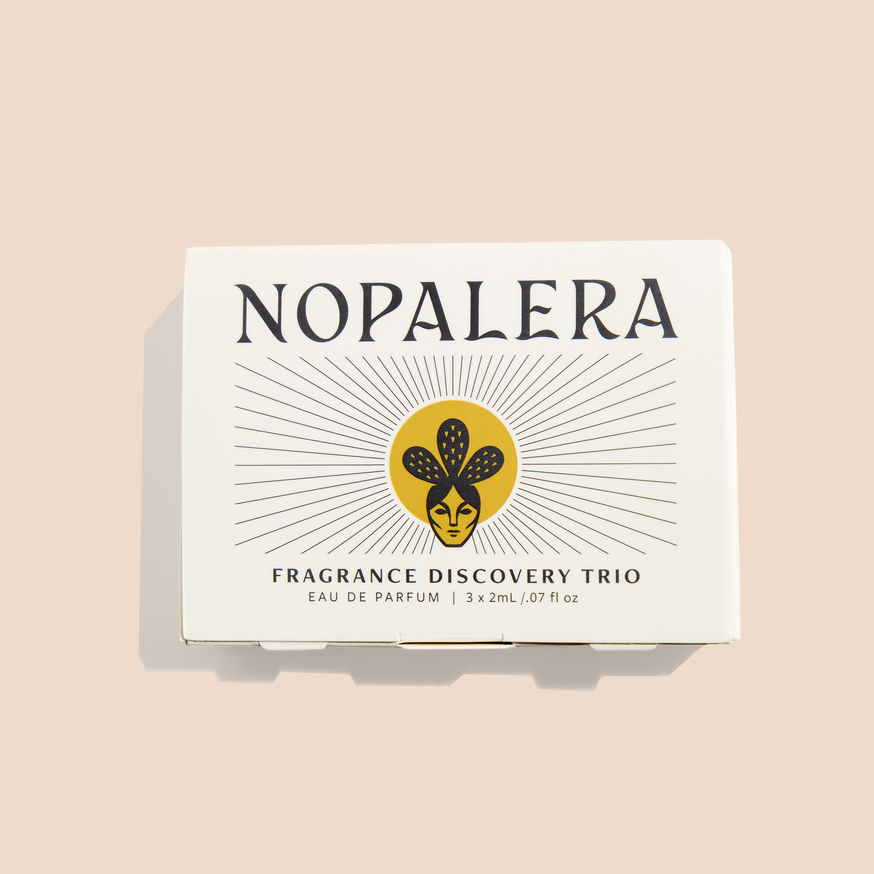 Nopalera Fragrance Discovery Trio box closed with branded packaging