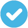 A white checkmark icon inside a light blue circle.
